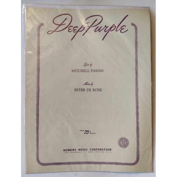 Deep Purple by Peter DeRose & Mitchell Parish 1930s Vintage Sheet Music - Picture 1 of 2